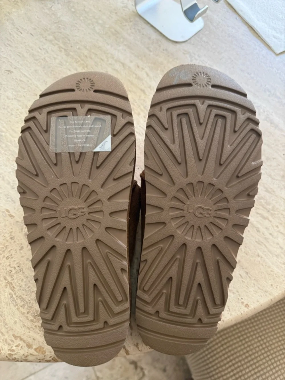 UGG Women's Chestnut Suede Shearling Mule with Buckle - Picture 5 of 5